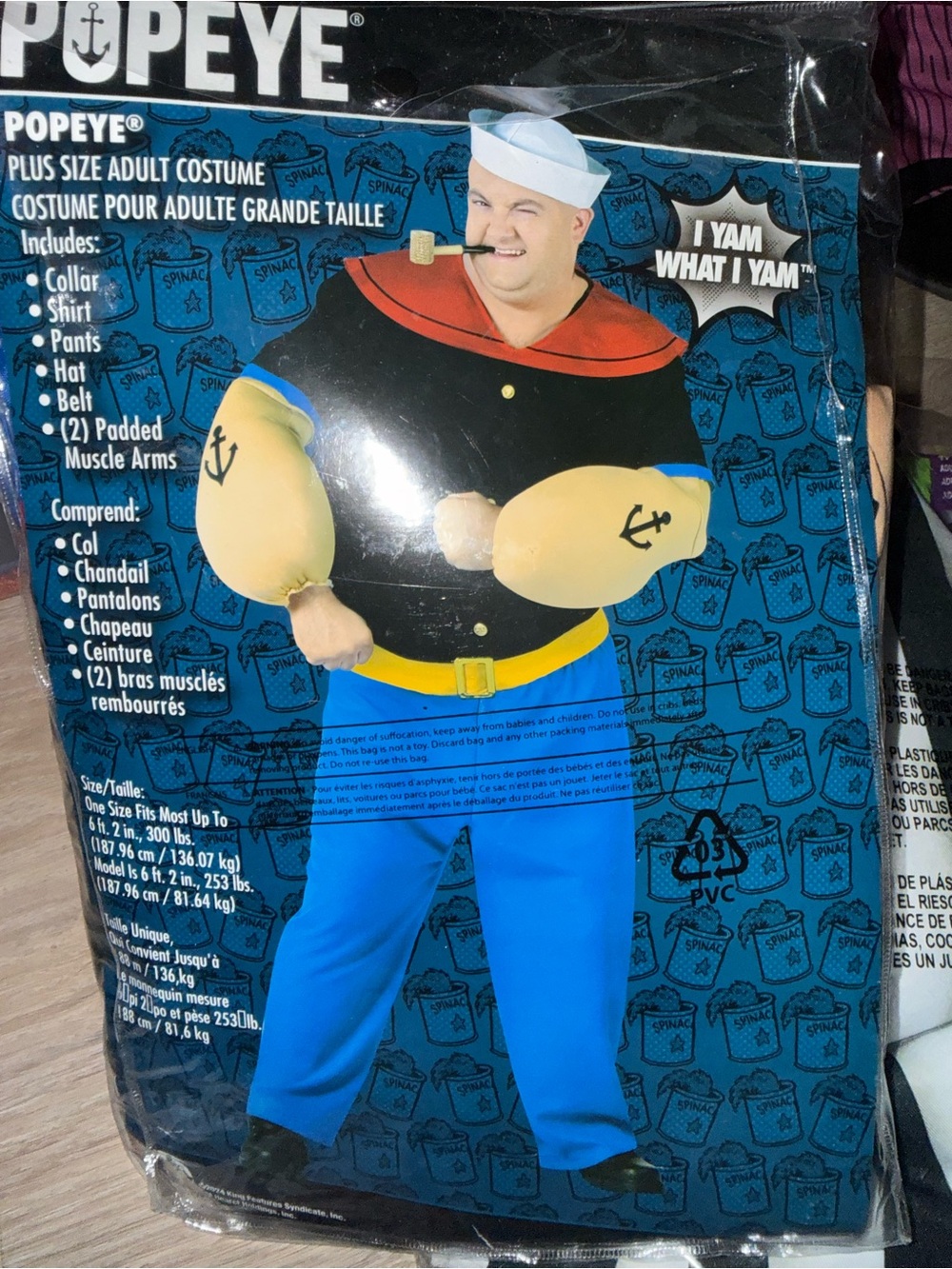 Popeye the sailor man 1x Mens